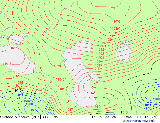 Surface pressure GFS ENS Th 26.09.2024 00 UTC