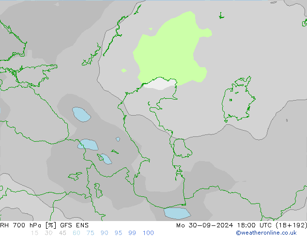 RH 700 hPa GFS ENS  30.09.2024 18 UTC