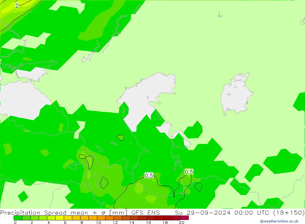 precipitação Spread GFS ENS Dom 29.09.2024 00 UTC