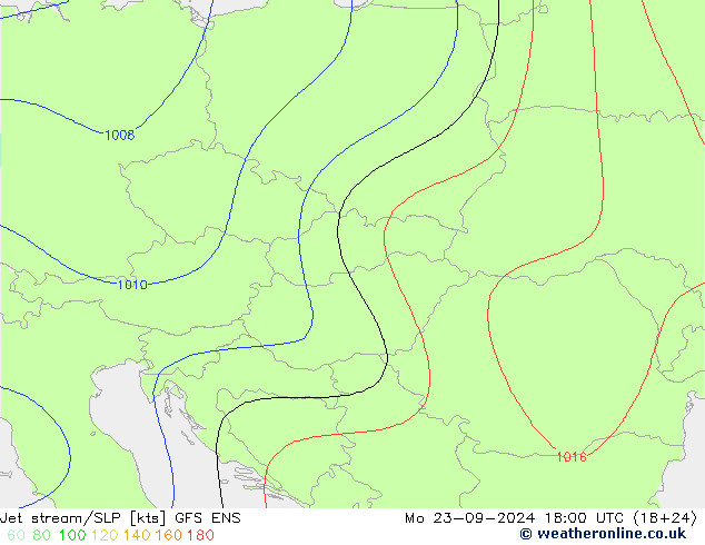 Jet stream/SLP GFS ENS Po 23.09.2024 18 UTC