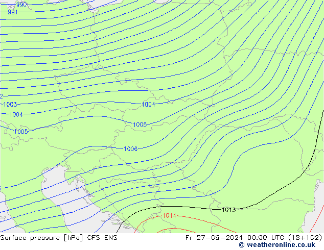 Atmosférický tlak GFS ENS Pá 27.09.2024 00 UTC