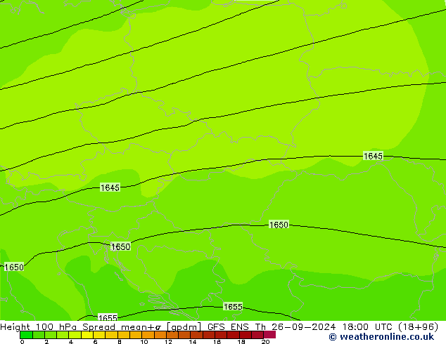 Height 100 hPa Spread GFS ENS Th 26.09.2024 18 UTC