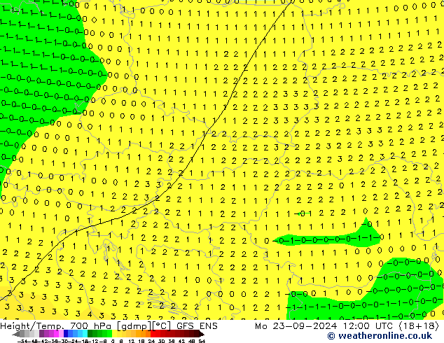 Height/Temp. 700 hPa GFS ENS  23.09.2024 12 UTC