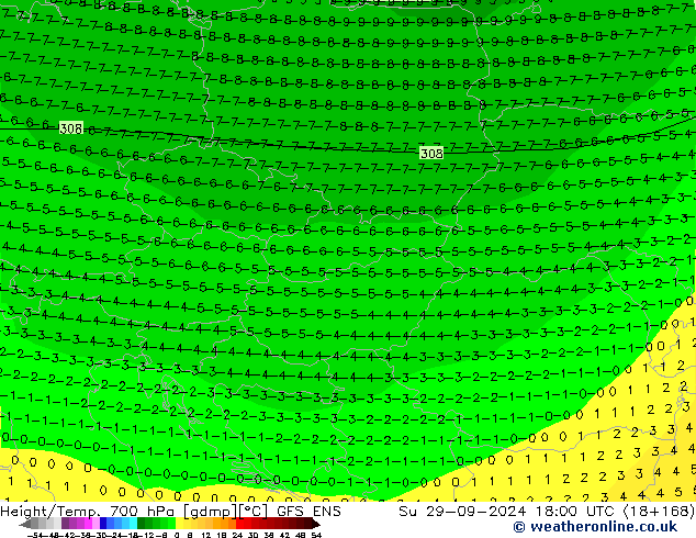 Height/Temp. 700 гПа GFS ENS Вс 29.09.2024 18 UTC