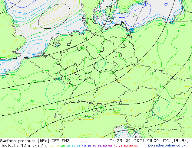 Isotachs (kph) GFS ENS  26.09.2024 06 UTC