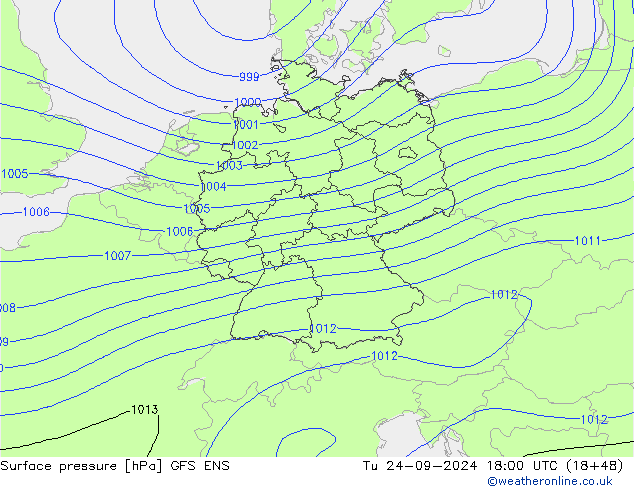 Presión superficial GFS ENS mar 24.09.2024 18 UTC