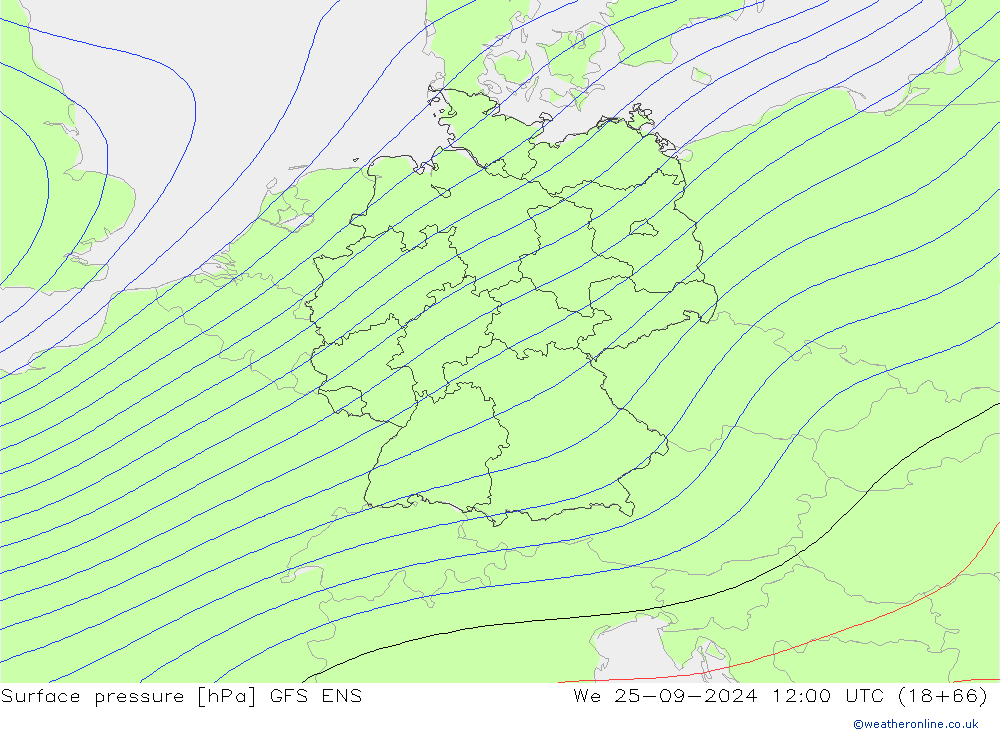 Atmosférický tlak GFS ENS St 25.09.2024 12 UTC