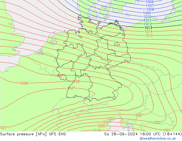 Surface pressure GFS ENS Sa 28.09.2024 18 UTC