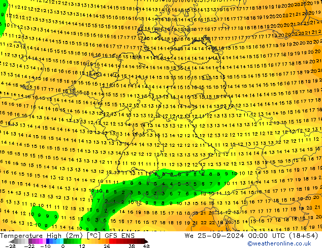 Max.temperatuur (2m) GFS ENS wo 25.09.2024 00 UTC