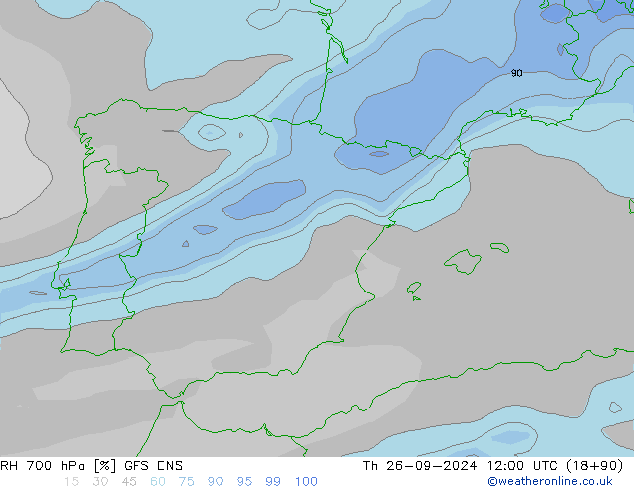 RH 700 hPa GFS ENS gio 26.09.2024 12 UTC