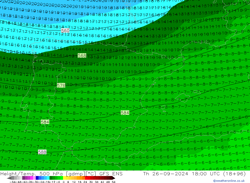 Height/Temp. 500 hPa GFS ENS Th 26.09.2024 18 UTC