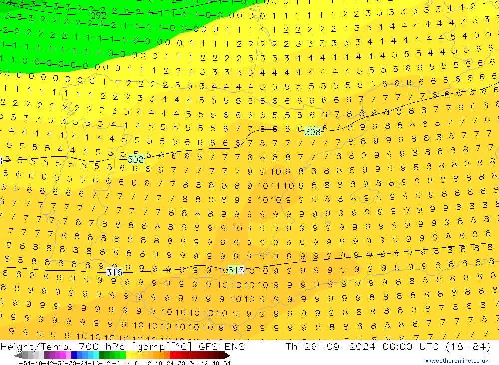 Height/Temp. 700 hPa GFS ENS gio 26.09.2024 06 UTC