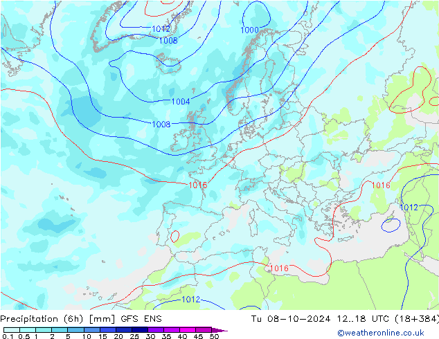 Precipitação (6h) GFS ENS Ter 08.10.2024 18 UTC