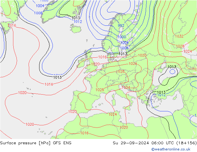 Surface pressure GFS ENS Su 29.09.2024 06 UTC