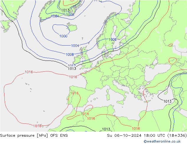 Yer basıncı GFS ENS Paz 06.10.2024 18 UTC