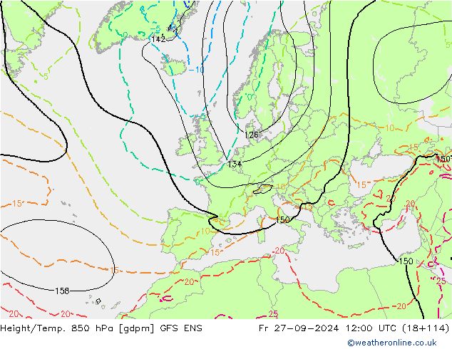 Yükseklik/Sıc. 850 hPa GFS ENS Cu 27.09.2024 12 UTC