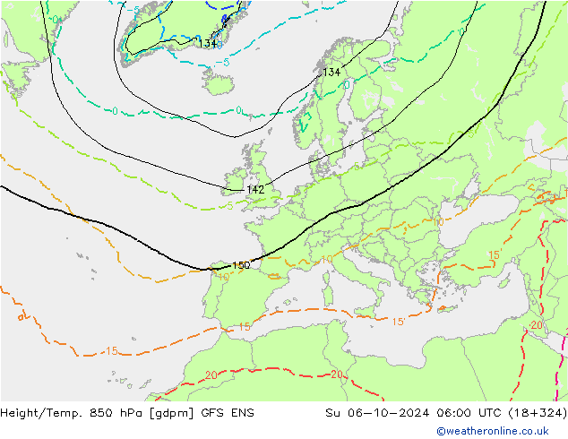 Geop./Temp. 850 hPa GFS ENS dom 06.10.2024 06 UTC