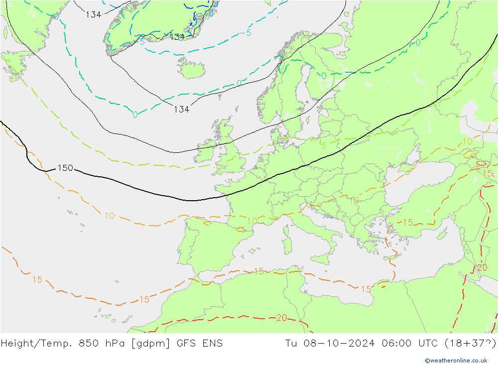 Height/Temp. 850 hPa GFS ENS Ter 08.10.2024 06 UTC