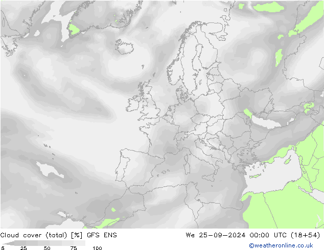 Wolken (gesamt) GFS ENS Mi 25.09.2024 00 UTC