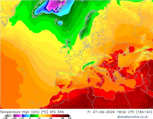 Max.  (2m) GFS ENS  27.09.2024 18 UTC