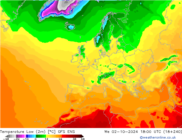 température 2m min GFS ENS mer 02.10.2024 18 UTC