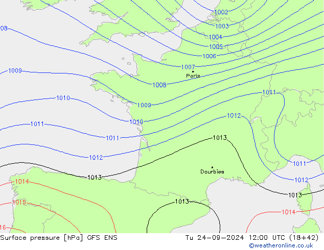 Bodendruck GFS ENS Di 24.09.2024 12 UTC