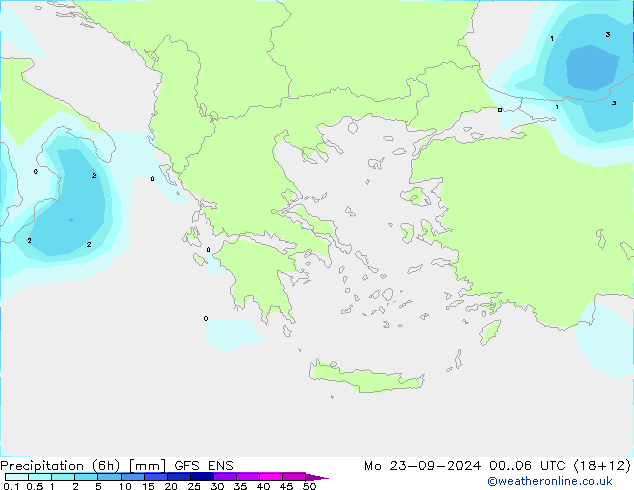 Precipitation (6h) GFS ENS Po 23.09.2024 06 UTC