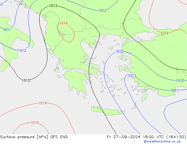 Pressione al suolo GFS ENS ven 27.09.2024 18 UTC