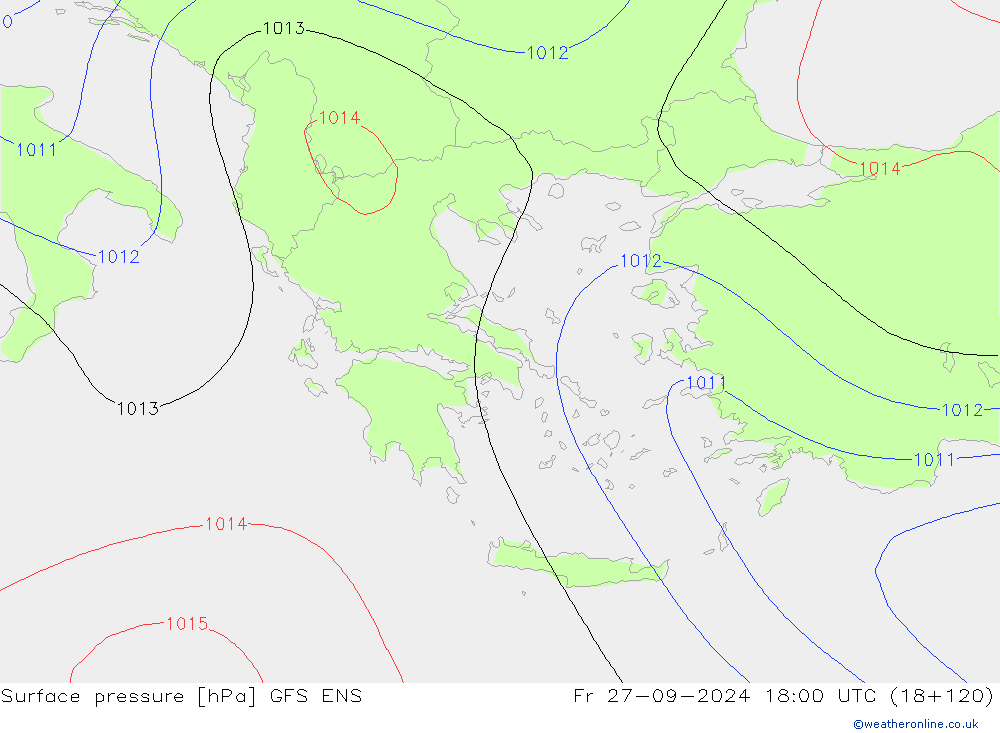 Pressione al suolo GFS ENS ven 27.09.2024 18 UTC