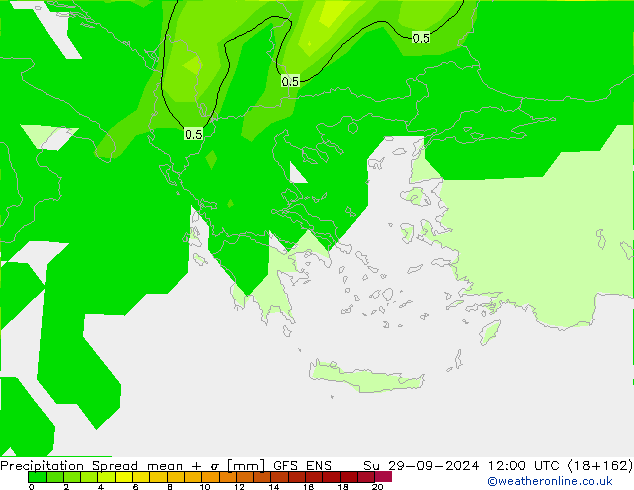 Niederschlag  Spread GFS ENS So 29.09.2024 12 UTC