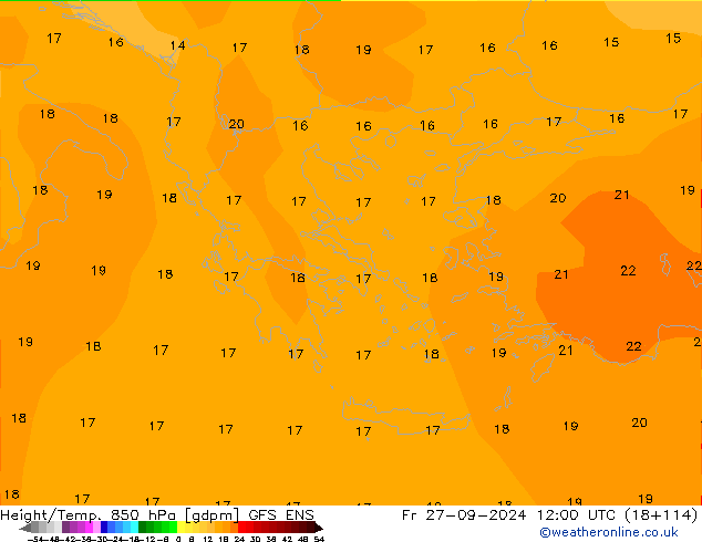 Height/Temp. 850 hPa GFS ENS Pá 27.09.2024 12 UTC