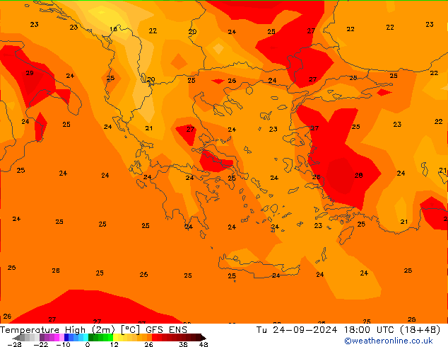 Max.  (2m) GFS ENS  24.09.2024 18 UTC