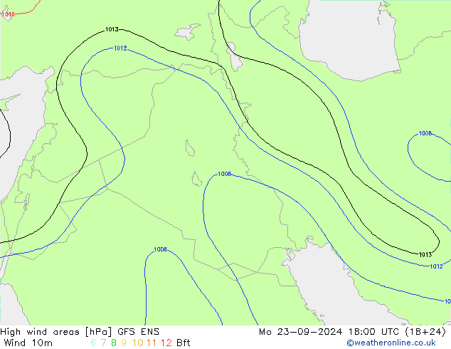 High wind areas GFS ENS пн 23.09.2024 18 UTC