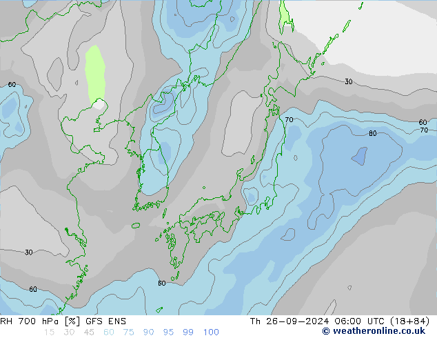 RH 700 hPa GFS ENS Th 26.09.2024 06 UTC