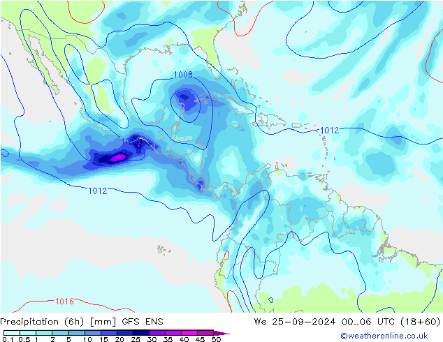 Précipitation (6h) GFS ENS mer 25.09.2024 06 UTC