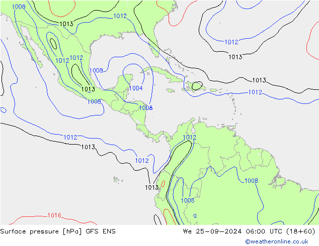 Atmosférický tlak GFS ENS St 25.09.2024 06 UTC