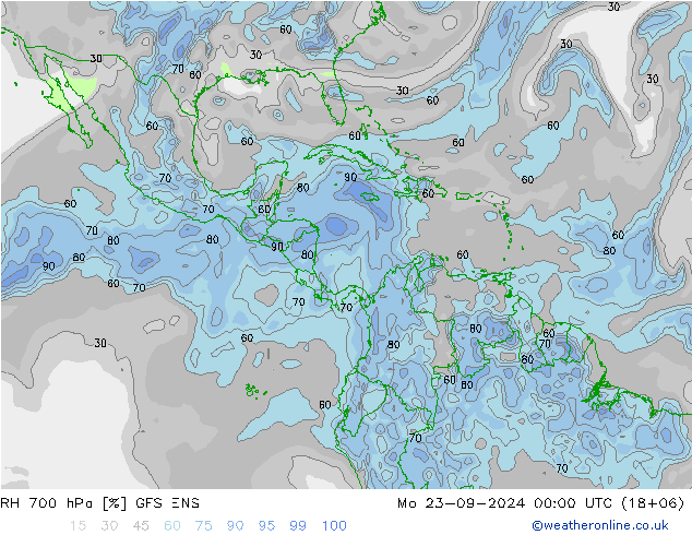 RH 700 hPa GFS ENS Po 23.09.2024 00 UTC