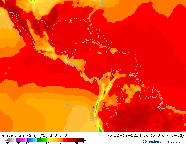 Temperature (2m) GFS ENS Mo 23.09.2024 00 UTC