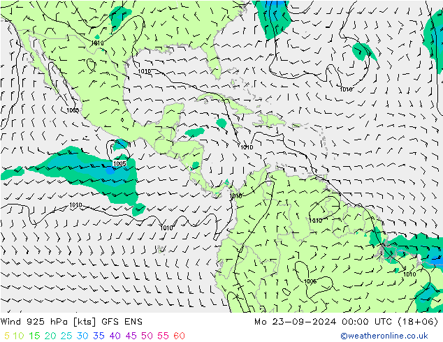 Wind 925 hPa GFS ENS Po 23.09.2024 00 UTC