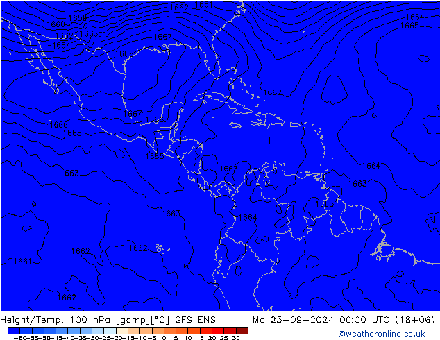 Height/Temp. 100 hPa GFS ENS Mo 23.09.2024 00 UTC