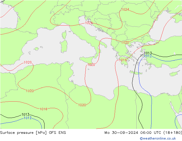 Surface pressure GFS ENS Mo 30.09.2024 06 UTC