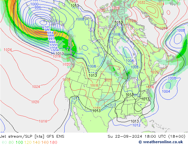 Jet stream GFS ENS Dom 22.09.2024 18 UTC