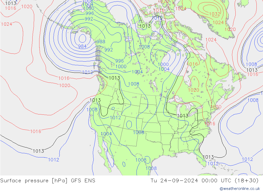 Atmosférický tlak GFS ENS Út 24.09.2024 00 UTC