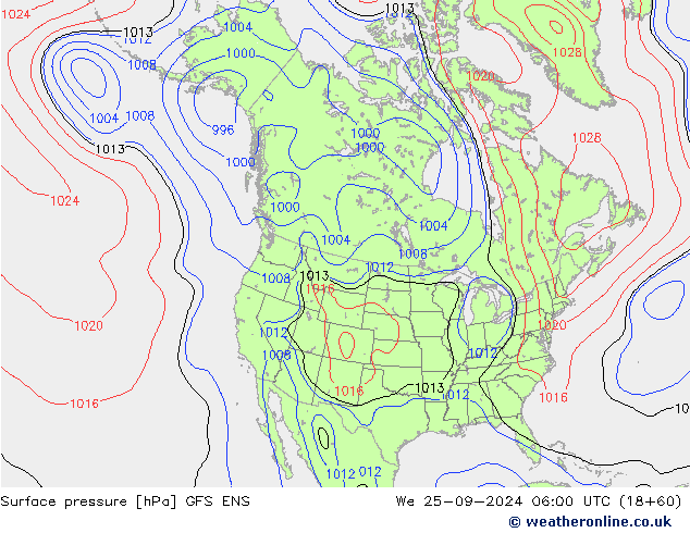 Surface pressure GFS ENS We 25.09.2024 06 UTC