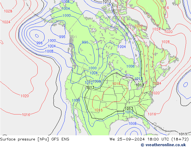 Yer basıncı GFS ENS Çar 25.09.2024 18 UTC