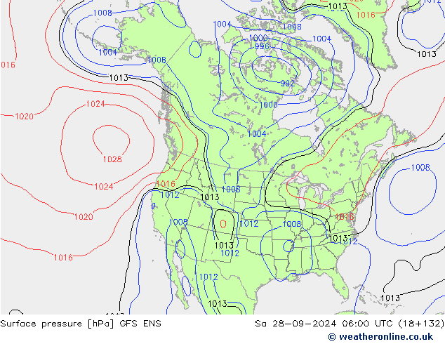 Presión superficial GFS ENS sáb 28.09.2024 06 UTC