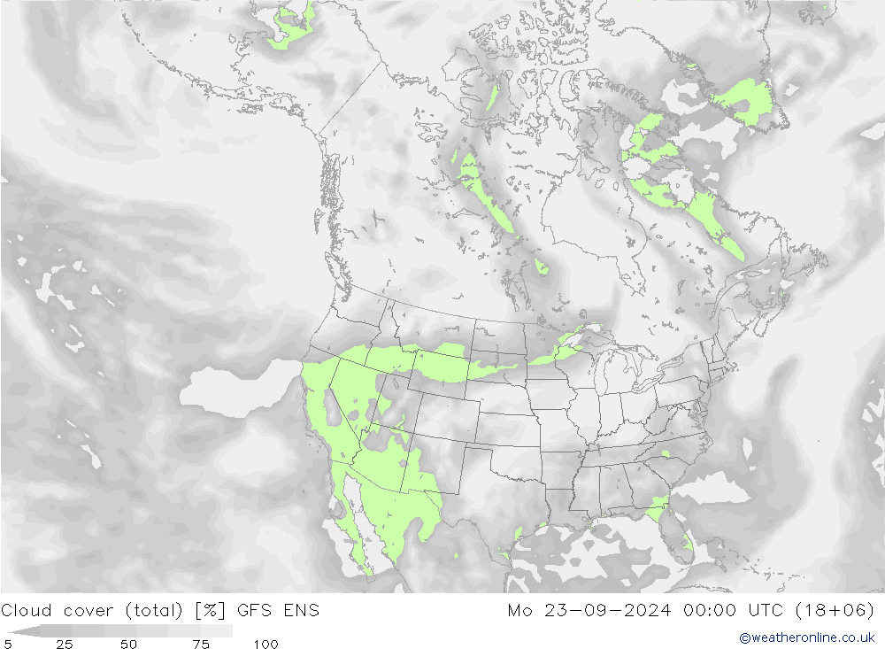 Bewolking (Totaal) GFS ENS ma 23.09.2024 00 UTC