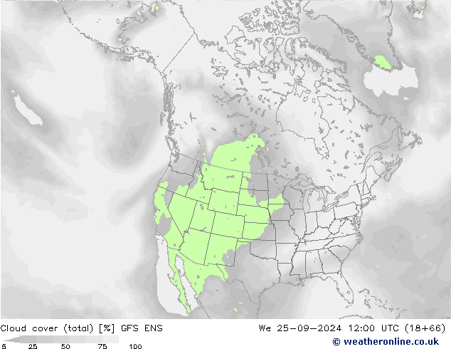 Bulutlar (toplam) GFS ENS Çar 25.09.2024 12 UTC