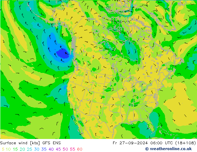 Surface wind GFS ENS Pá 27.09.2024 06 UTC