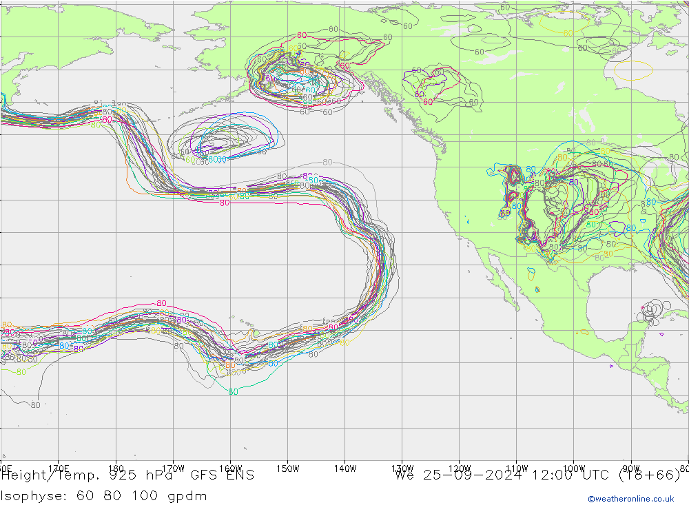 Height/Temp. 925 hPa GFS ENS We 25.09.2024 12 UTC